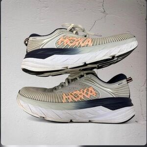 Hoka bondi Gray and Peach Athletic Shoes